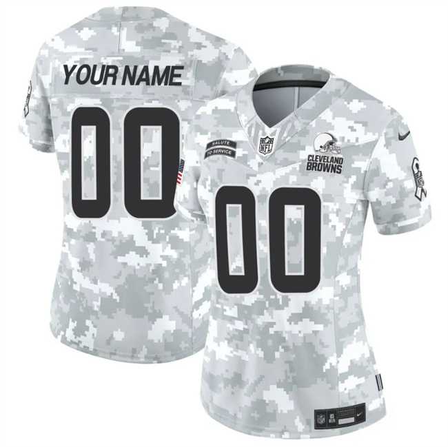 Womens Cleveland Browns Active Player Custom 2024 F.U.S.E Arctic Camo Salute To Service Limited Stitched Jersey(Run Small)